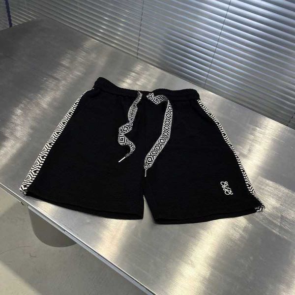 

light luxury mens shorts summer casual woven sweatpants designer pants trendy brand loose beach pants men women straight shorts, Black