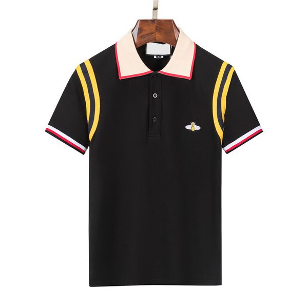 

new mens stylist polo shirts high street short sleeve luxurys designer polos men fashion snake bee floral embroidery cotton t-shirt casual p, White;black