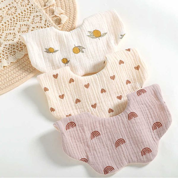 

bibs cloths baby feeding 360 degree 6-layer cotton petal print saliva towel neonatal soft burp fabric baby bib g220605