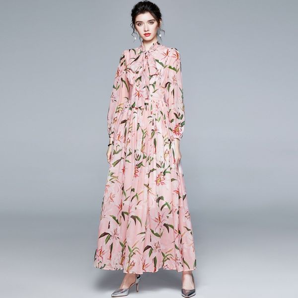 

2023 spring new arrival: european station fashion women's chiffon dress with tie print, square neck, lantern sleeves, a-line silhouette, Black;gray