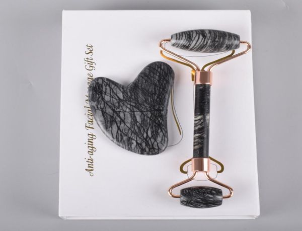 

natural picasso jasper roller guasha tool set gift boxed stone massage face jade roller slimming anti wrinkle cellulite healing to2795052