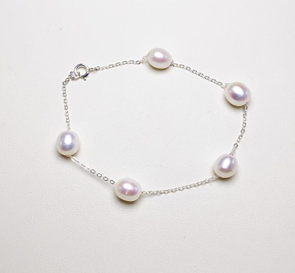 

s925 sterling silver pearl bracelet jewelry 67mm high gloss pearl bracelet for women fashion jewelry girlfriend gift4137818, Black