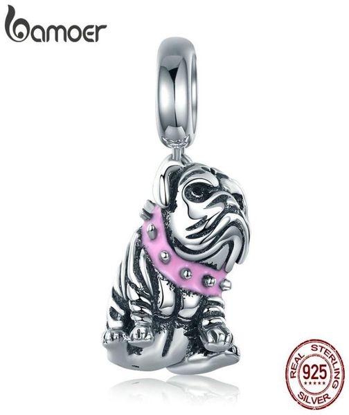 

authentic 925 sterling silver cute english bulldog dog charm beads fit original bracelet diy jewelry makingw9002411136, Bronze;silver