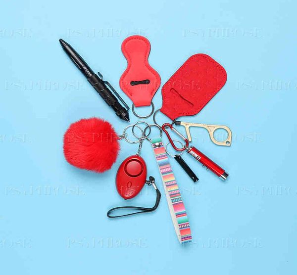 

custom personal safety survival key chains set defensive alarm pepper spray window breaker girl self defense keychain1604560, Slivery;golden