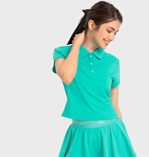 

ll women yoga short sleeve women sports polo shirts crop casual running fitness thin and light t-shirt summer 5 colors ds335