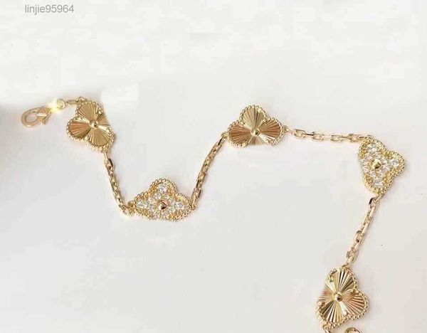 

s925 silver charm pendant bracelet with and no in 18k gold plated 5pcs flowers design have box ps7056a 26ppx, Golden;silver