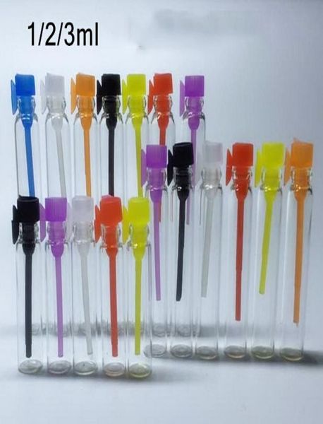 

1ml 2ml 3ml mini glass perfume vial perfume liquid sample vial tester bottle tube colorful cap7301915
