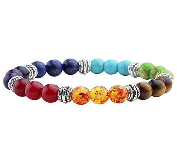 

natural stone black lava bracelets for women 7 chakra healing bracelet prayer balance beads bracelet stretch yoga reiki jewelry3552947