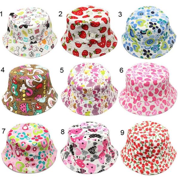 

mix 30 colors korean cute children fisherman hat sunshine casual designer caps kids flower printed cotton bucket hat baby hats fit9831528, Yellow