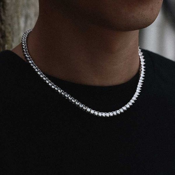 

gzys jewelry wholesale 3mm 4mm men women necklace gold plated tennis chain, Silver
