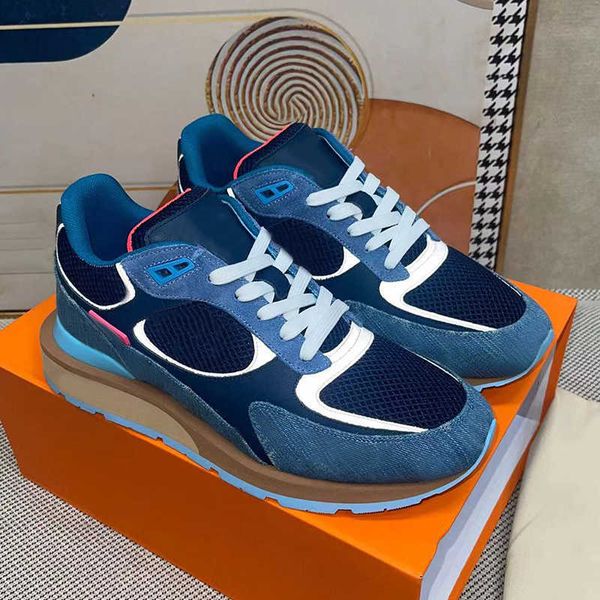 

2023 mens run away sneaker suede canvas platform trainers leather printing black brown lace up trainers skate sport casual shoes with box no