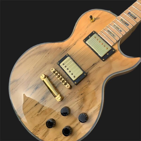 

in stock electric guitar maple fingerboard, real abalone inlay, gold hardware, ing