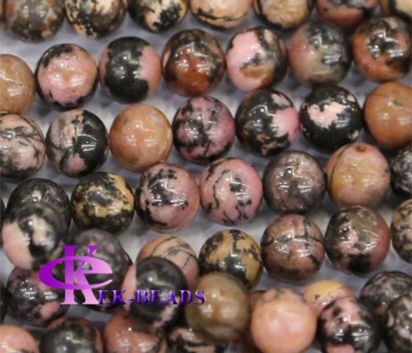 

discount whole natural genuine black lace pink rhodonite round loose stone beads 318mm jewelry diy necklaces or bracelets 156972198