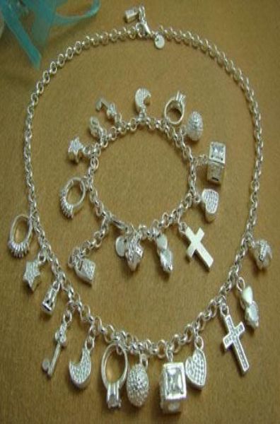 

whole retail lowest christmas gift 925 silver necklacebracelet set s0723809192