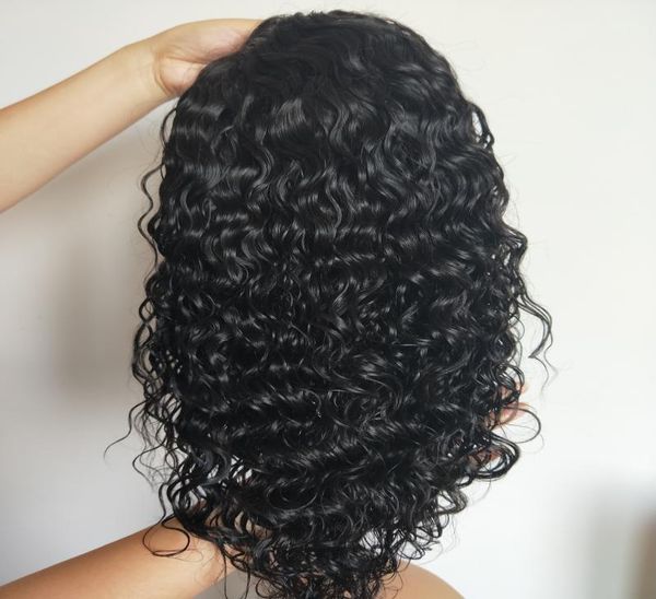 

curly humanhair lace front wigs natural water wave preplucked natural hairline baby hair for black woman brazilian tiffanyhair9961417, Black;brown