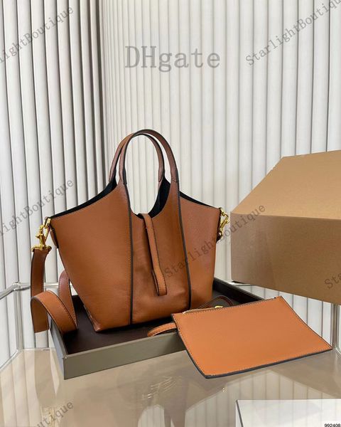 

tote bag women's shopping bag handbag classic t logo metal buckle brown calf leather shoulder bag with large capacity