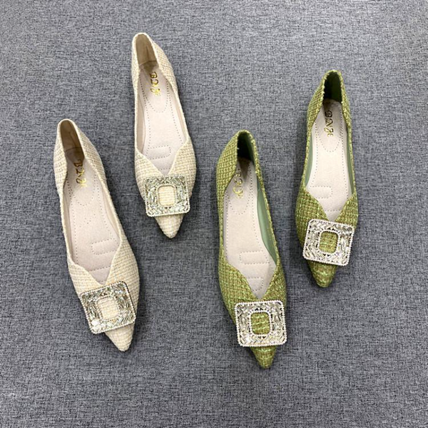 

new fashion pointed flat shoes comfortable womens single shoe rhinestone velvet material comfortable womens shoes lazy 2023, Black
