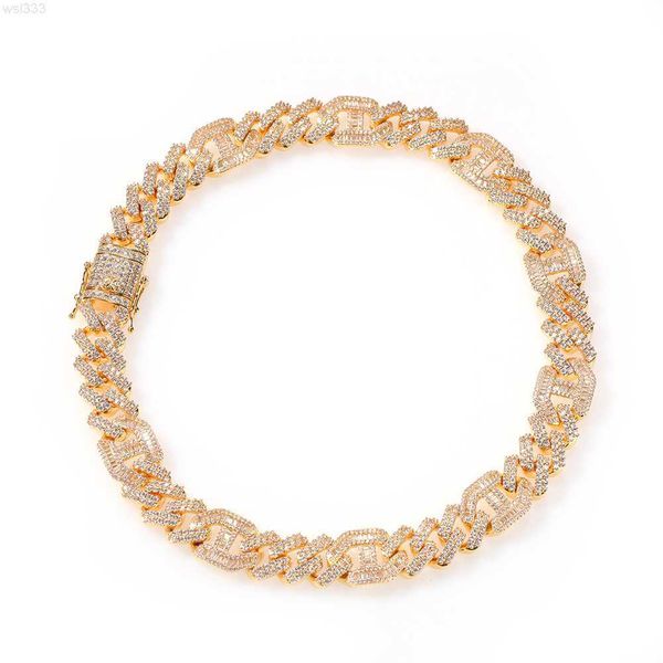 

men's hip hop necklace aaa zircon irregular 3-1 gold chain jewelry, Silver