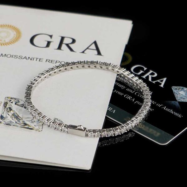 

925 sterling silver iced out lab diamond 3mm vvs moissanite tennis bracelet