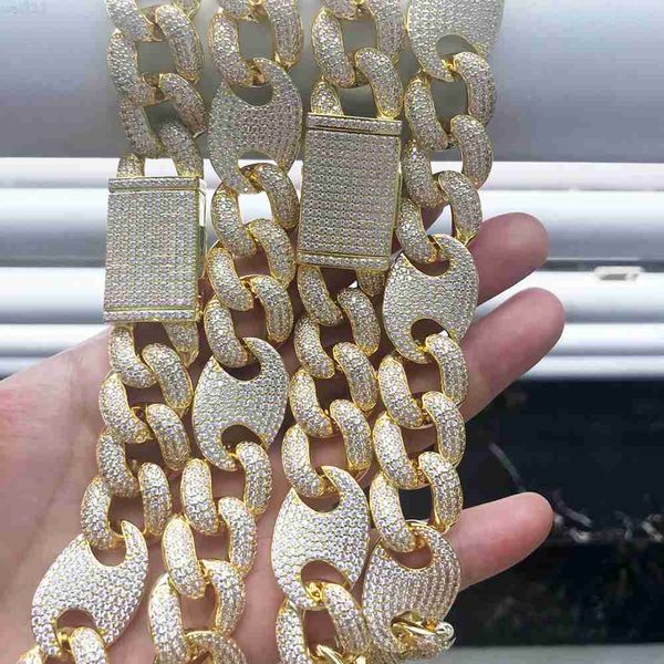 

ins selling european and american hip hop zircon cuban necklace, Silver