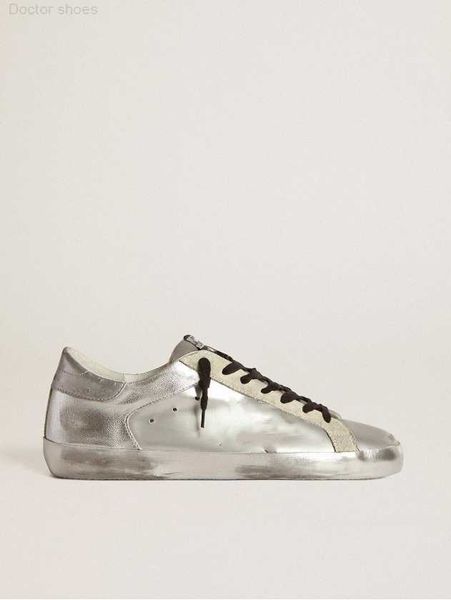 

sole heel dirty shoes designer luxurious italian vintage handmade women's super-star sneakers with xx and silver heel tag, Black