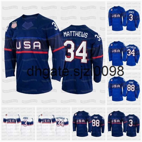 

sjsj98 team usa 2022 winter hockey jersey auston matthews patrick kane seth jones jack eichel matthew tkachuk charlie mcavoy johnny gaudreau, Black