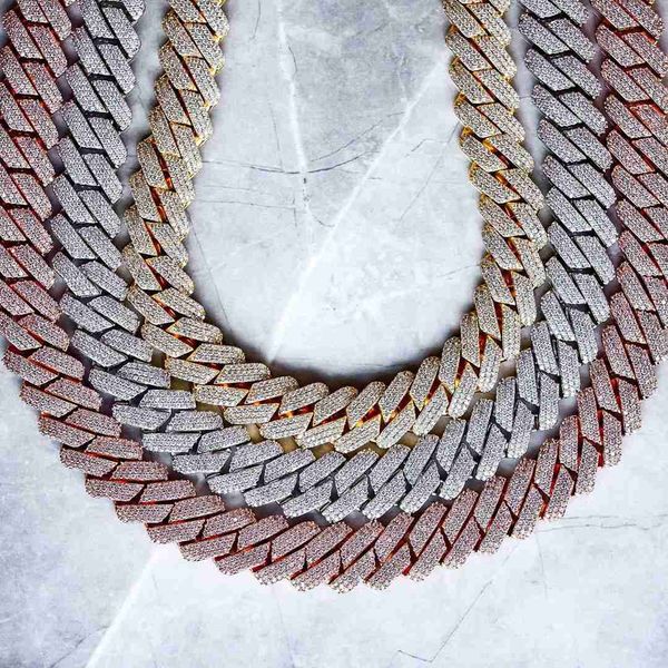 

iced out 5a cz hip hop gold silver 20mm cuban link chain big heavy chunky necklace for men women