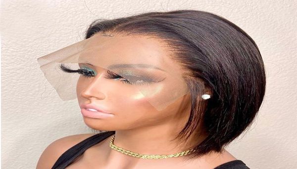 

new straight short human hair wigs 360 lace frontal wig straight bob lace front wigs hair malaysian hair front wig4233658, Black