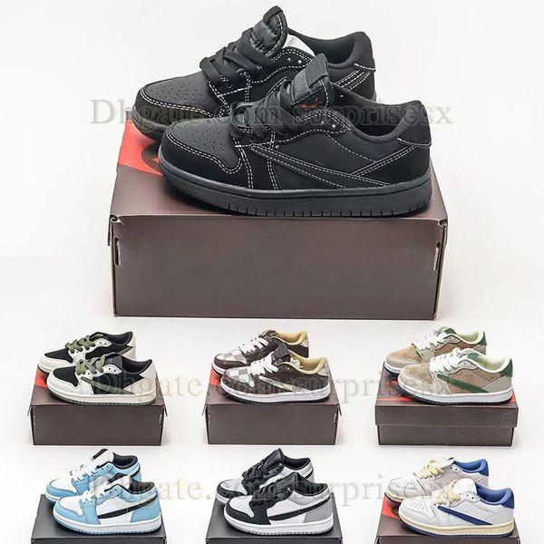 

authentic kid shoes jumpman 1 basketball shoes black phantom boys and girls child shoes reverse mocha olive black toe chicago big size 4y to