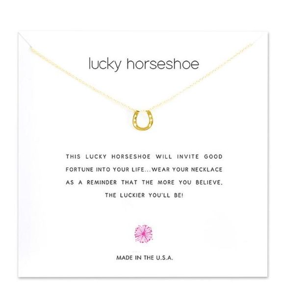 

with card silver and gold color cute dogeared necklaces with u pendant lucky horseshoe necklace blessing card necklace8936139