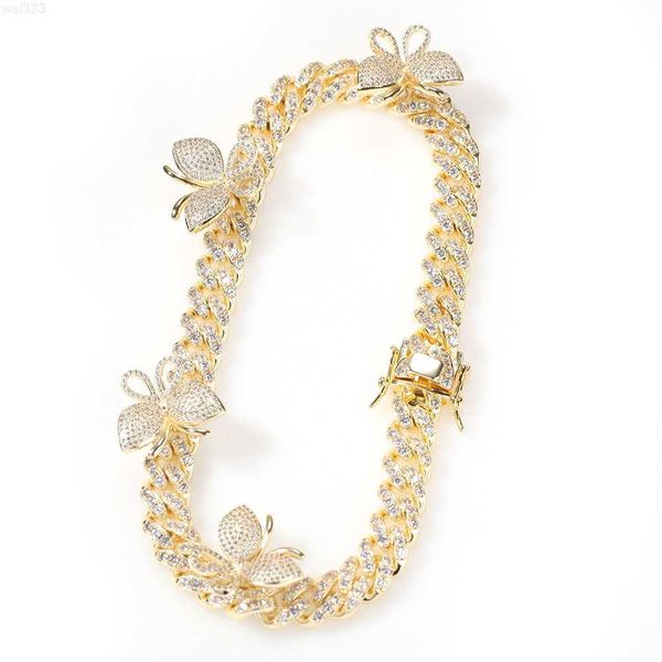 

zircon cuban chain butterfly necklace for men and women butterfly collarbone chain popular jewelry, Silver