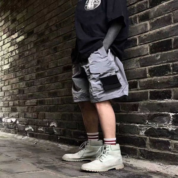 

men's shorts metal nylon mesh function reflective three-dimensional pocket size xll 13, White;black