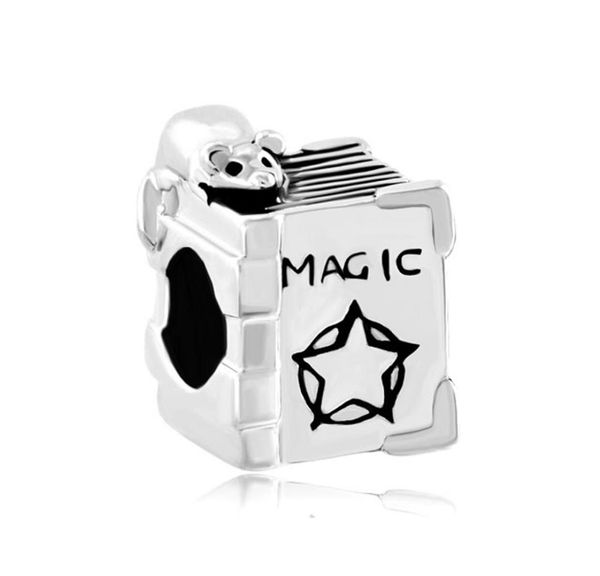 

rhodium silver color plating minie mouse on magic box bead european animal charm fit bracelet3672315, Black
