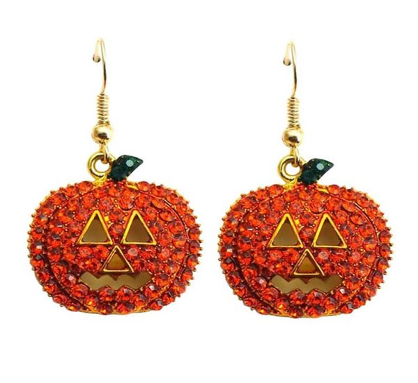 

dangle chandelier gold rhinestone pumpkin drop earrings halloween christmas cute plant jewelry whole gift accessories4367880, Silver