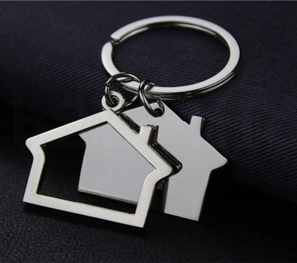 

creative house shaped keychains metal keyrings house design car key chain key pendant key holder kka75401420849, Silver