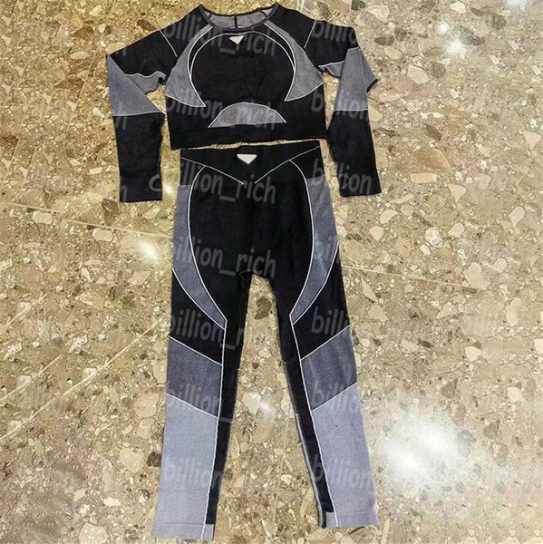 

women tracksuit long sleeve sports padded leggings sports jogging running shirts vintage yoga outfit set, Black