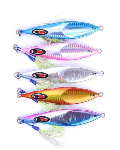 

castfun metal jigs rector jig 60g 80g 100g 160g 210g 5pcslot artificial bait glow slow pitch jigging lure with fishing hook 201037703922