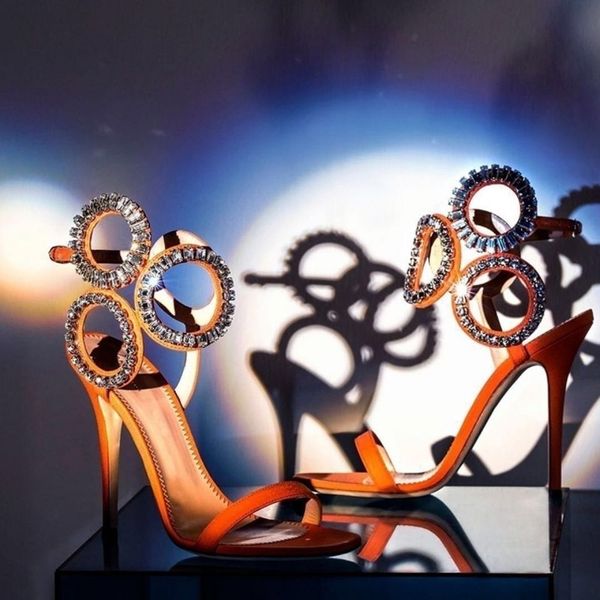 

europe and the united states new star one word buckle buckle rhinestones fine heels open toe roman sandals female summer dress heels, Black