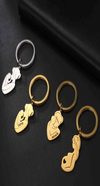 

baby birth name date personalized custom engrave keychain family gift for mother stainless steel key chain ring women jewelry5463107, Silver