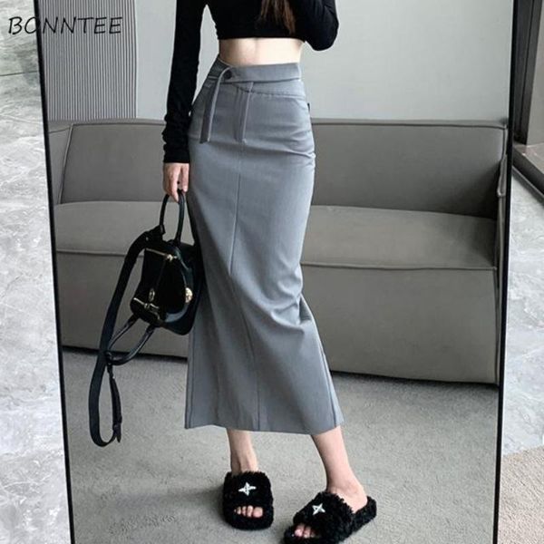 

dresses basic midi pencil skirts women simple slim office ladies elegant streetwear korean casual allmatch design chic falda aesthetic, White;black