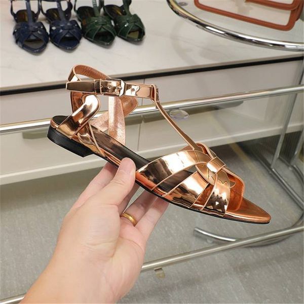 

luxury design sandals 2023 fashion yslity women summer high heels leather cross lace up student casual slippers 03-07, Black