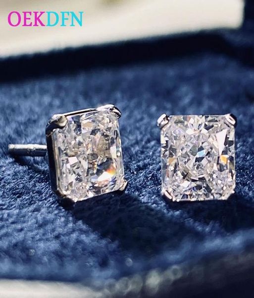 

luxury 925 sterling silver stud earrings created moissanite diamonds gemstone wedding fine jewelry ear studs5586567, Golden;silver