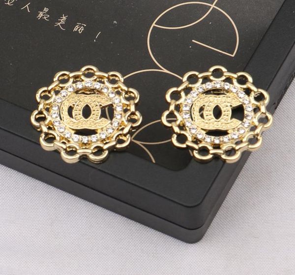 

simple 18k gold plated 925 silver luxury brand designers double letters stud geometric famous women crystal rhinestone pearl earri5826767, Golden;silver