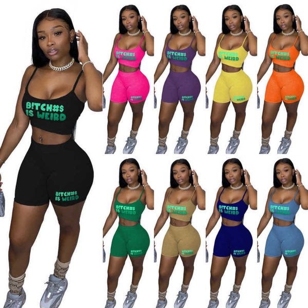 

designer women tracksuits plus size 3xl two piece set 2023 new fashion slim sweet and spicy printed tank and shorts sportwear, Gray