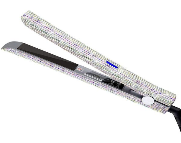 

hair straighteners titanium flat iron for hairs professional diamond hairing straightener 2 in 1 straightening curling flattenin3652899, Black