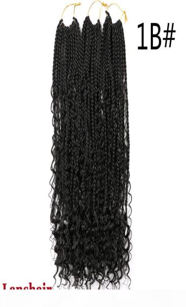

22inch river crochet box braids with curls boho braids 12 strands synthetic goddess box braids 70g pc crochet hair extensions curl5263733, Black