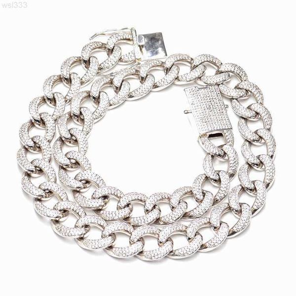 

iced out 18k gold cuban chain gold plated iced out rhinestone zinc alloy cuban link chain necklace for women men, Silver