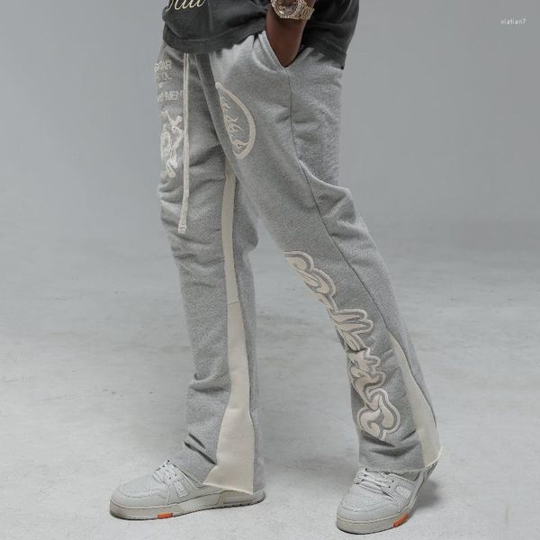 

men's pants 2023 hellstar studios men's and women's loose panel contrast vintage horn fashion brand terry, Black