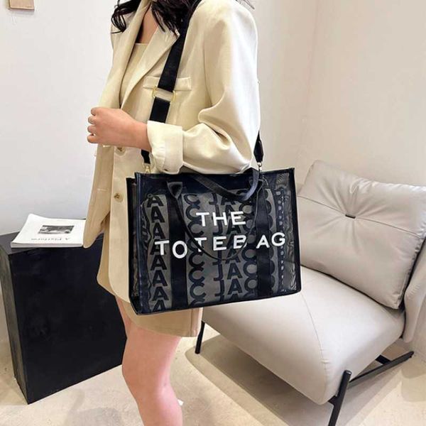 

designer women's bag 2023 summer new letter printing mesh handheld one shoulder crossbody bag foreign style tote bag