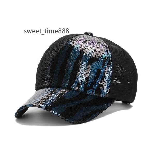 

summer new baseball cap fashion sequin zebra pattern women's sunshade hat sunshade breathable mesh hat, Blue;gray